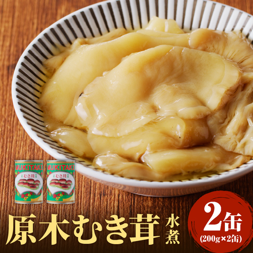 大江町柳川産 原木むき茸水煮200g×2缶(固形量) 014-015