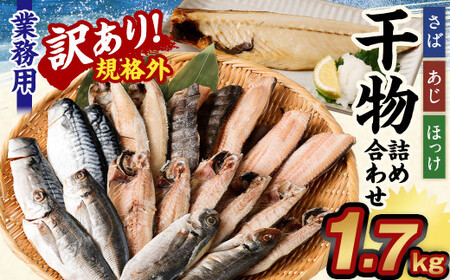 【訳あり規格外】  業務用 干物 詰め合わせ どーんと！ 1.7kg 3種 セット さば サバ 鯖 縞ほっけ ほっけ ホッケ あじ アジ 鯵 魚