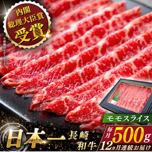 【全12回定期便】長崎和牛モモスライス 計6.0kg (約500g×12回)【ながさき西海農業協同組合】[QAK044]
