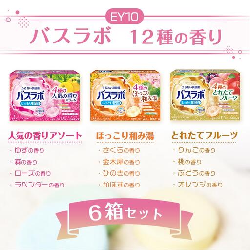 炭酸ガス 入浴剤 12種の香り しっとり保湿 72回分 全6箱 各12錠入り HERS バスラボ