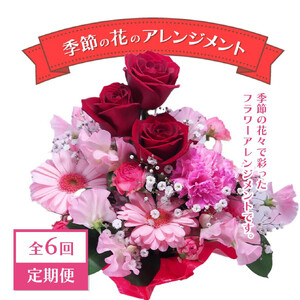 [定期便][全6回定期便]季節の花のアレンジメント定期便 1年間!2か月に1度お花が届きます[11100-0734]