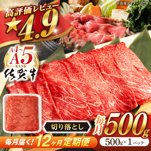 【定期便】 牛肉切り落とし 佐賀牛 総計6.0kg NAB034 牛肉切り落とし 全12回