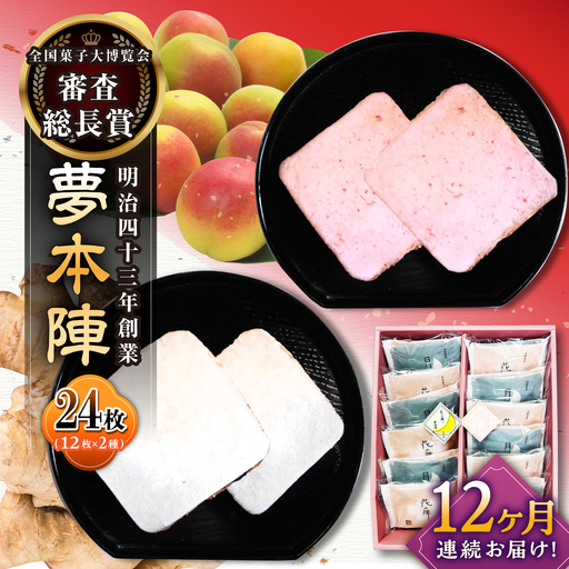 【12回定期便】夢本陣 24枚（12枚×2種） /恵比須堂 [UBQ016] 煎餅 せんべい