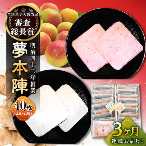 【3回定期便】夢本陣 40枚（2種×20枚） /恵比須堂 [UBQ018] 煎餅 せんべい