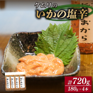 ケムリの人気珍味「旨塩辛」180g × 4個 烏賊 いか つまみ おつまみ 晩酌 夕飯 酒 酒のあて ご飯 白米 米 岩手県 大船渡市