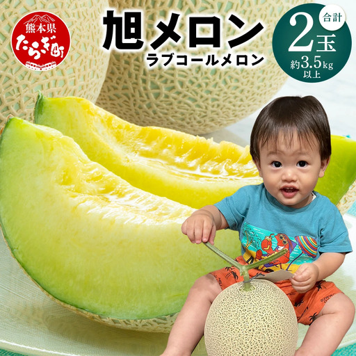 【2027年分 予約】先行予約 「旭メロン (品種：ラブコールメロン）」2玉 (合計約3.5kg以上) 令和9年6月中旬～発送開始【 ごほうび めろん 青肉 メロン 大玉 たっぷり 果汁 果物 フルーツ ギフト 】013-0560 