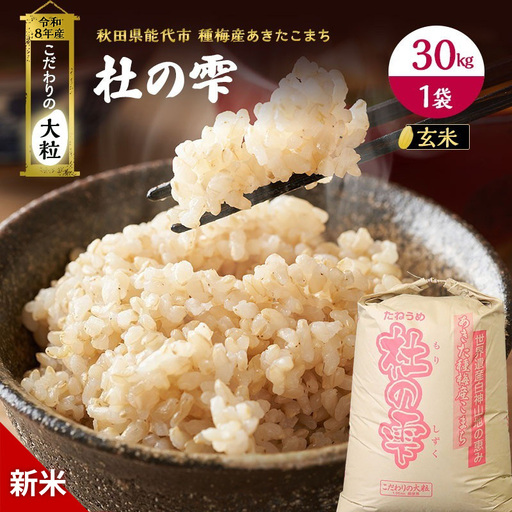 先行予約 新米 あきたこまち 玄米 杜の雫 30kg 秋田