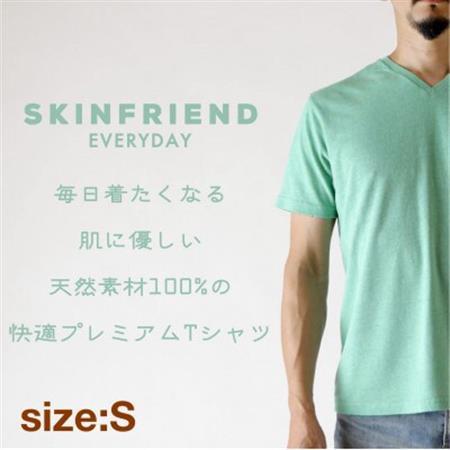 「SKINFRIEND EVERYDAY」V首半袖Tシャツ 男女兼用Sサイズ/グリーン
