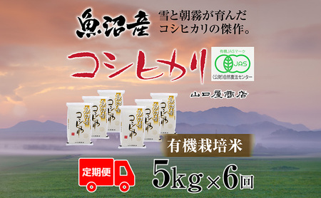 定期便 全6回 有機栽培米 魚沼産コシヒカリ 5kg お米 コメ 