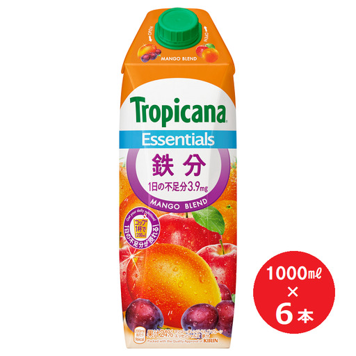 キリン　【トロピカーナ】エッセンシャルズ〈鉄分〉「1000ml×6本」