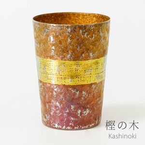 チタン二重タンブラー 木肌 ビアロック (樫の木) 400ml