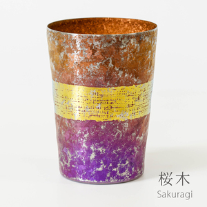 チタン二重タンブラー 木肌 ビアロック (桜木) 400ml