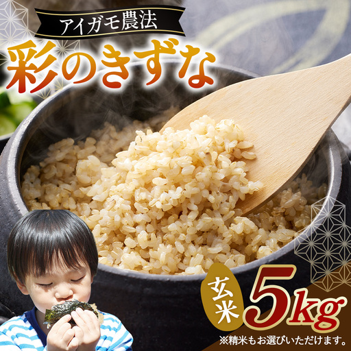 【アイガモ農法のお米】ガバレ農場「彩のきずな」5kg　玄米　精米歩合指定OK No.096