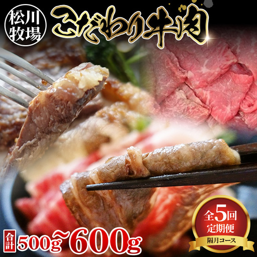 松川牧場のこだわり牛肉 バラエティ定期便 隔月計5回 〈限定10組/種類おまかせ〉 No.216