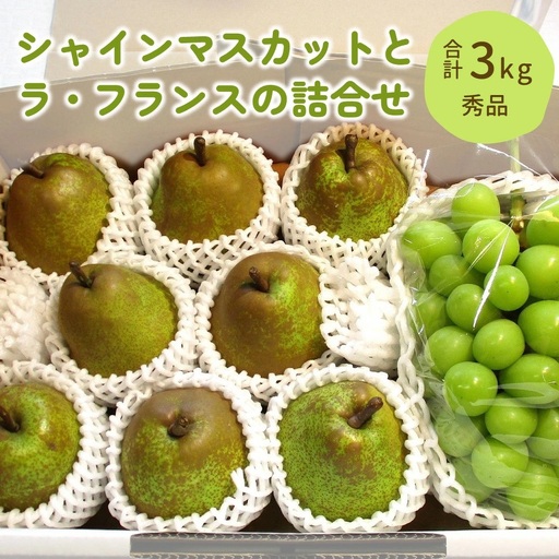 シャインマスカットとラ・フランスの詰合せ　３ｋｇ　0025-2613
