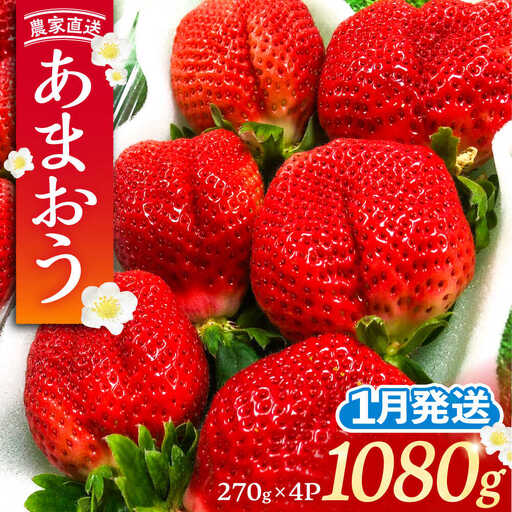【先行予約】【1月発送】農家直送 あまおう 1080g(270g以上×4P)土耕栽培[VAB004]果物 アマオウ