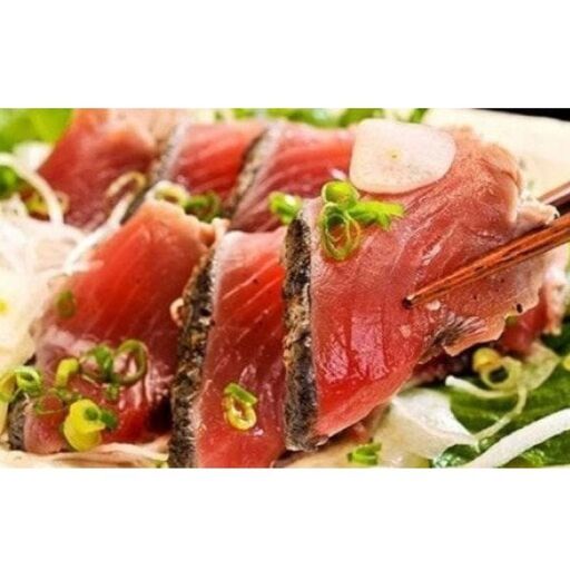  黄金藁焼き一本釣り 鰹タタキ 1kgと藻塩(5パック)のセット / かつお 鰹 かつおのたたき 海鮮 人気 【nks102C】