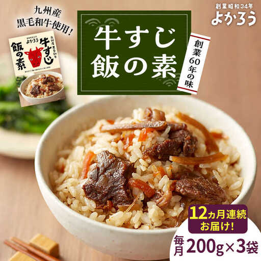 【全12回定期便】牛すじ飯の素 セット 200g×3袋 [VBA028]ご飯の素 牛すじ飯