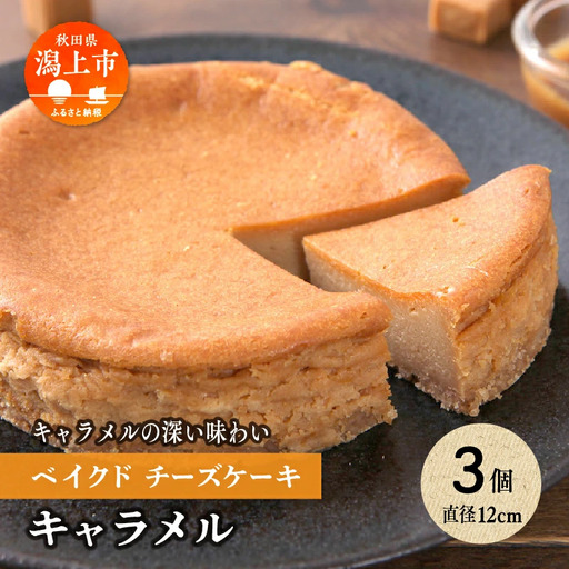 キャラメルベイクドチーズケーキ 3個セット【飯田川つくし苑】