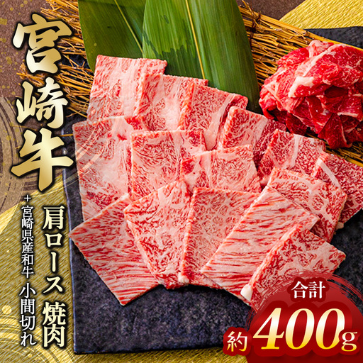 宮崎牛肩ロース焼肉 300g & 黒毛和牛小間切れ 100g