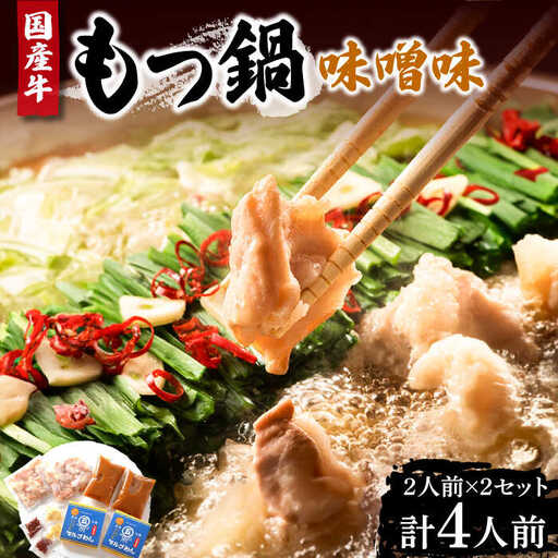国産牛 もつ鍋 みそ味 2人前×2 VCL034 もつ鍋