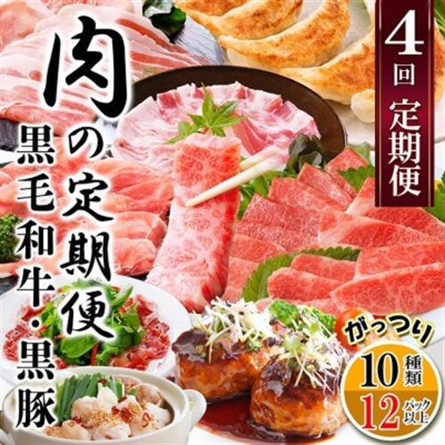 定期便4回配送　肉の定期便 EE-6016_肉 ハム 豚肉   肉 ハンバーグ 牛肉   肉 焼肉 牛肉 やきにく ヤキニク バーベキュー  肉 黒毛和牛 牛肉   肉 しゃぶしゃぶ 豚肉 豚しゃぶ  肉  豚肉   肉 ハンバーグ 豚肉   肉 ソーセージ・ウインナー 豚肉   惣菜・加工品 餃子  ぎょうざ ギョウザ  定期便 定期便  _【配送不可地域：離島】【1491491】