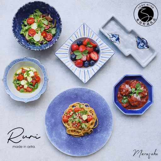 New 有田焼 Ruri 6点セット[まるふく]食器 器 うつわ 皿 中皿 小鉢 中鉢 小皿 変型皿 食器セット コーディネート