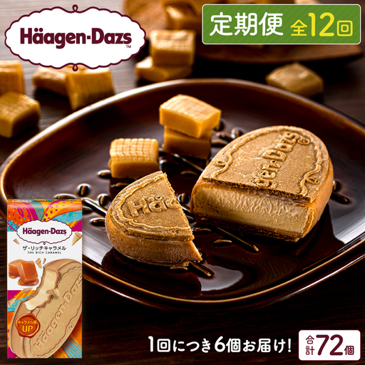 ＜全12回定期便・連続＞ハーゲンダッツ『クリスピーサンドセット（ザ・リッチキャラメル味）計72個』アイスクリーム アイス スイーツ デザート ミルクアイス アイススイーツ アイスデザート_H0016-164