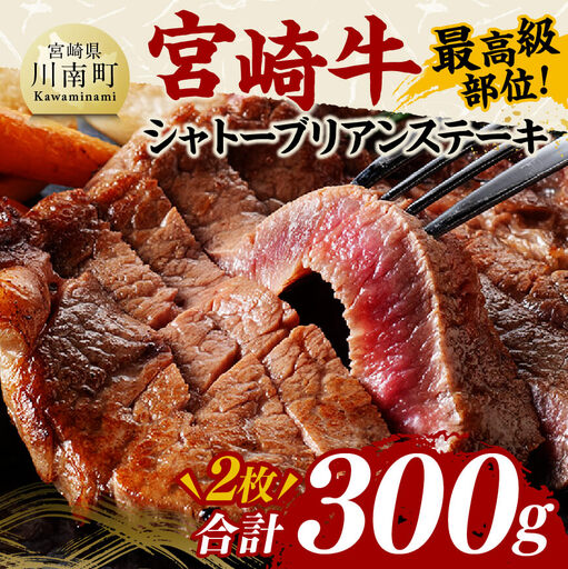 宮崎牛シャトーブリアンステーキ2枚　合計300ｇ【 肉 牛肉 国産 黒毛和牛 宮崎牛 ステーキ シャトーブリアン 宮崎県 川南町 】