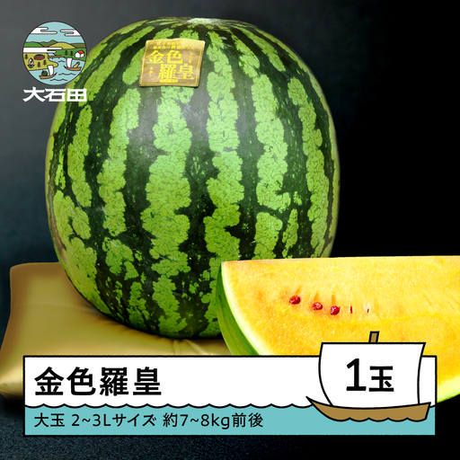 すいか 大玉 金色羅皇 2~3Lサイズ×1玉 令和8年産 山形県産 mn-sukrx2