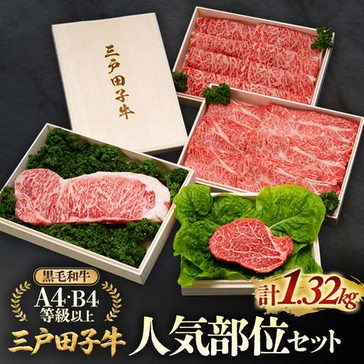 国産和牛 人気部位セット 1.32kg 黒毛和牛「三戸・田子牛」