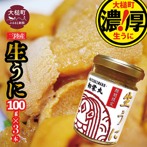 三陸産生うに 瓶詰100g×3本【令和8年6月～8月発送予定】【配送日指定不可】【35】