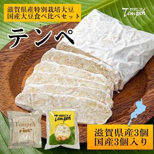 ルストテンペ(滋賀県産特別栽培大豆使用)3個と(国産大豆使用)3個のセット テンペ