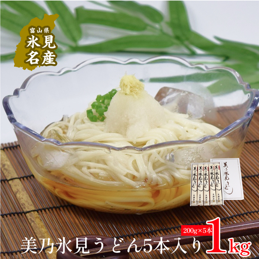 美乃氷見うどん5本入り（200g×5本）  | 手延べ 細麺　うどん