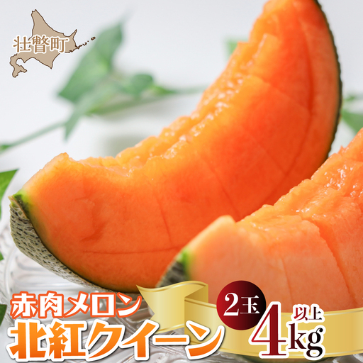 【2027年7月上旬より発送】北海道壮瞥産 赤肉メロン「北紅クイーン」2玉入り約4kg以上 SBTP003