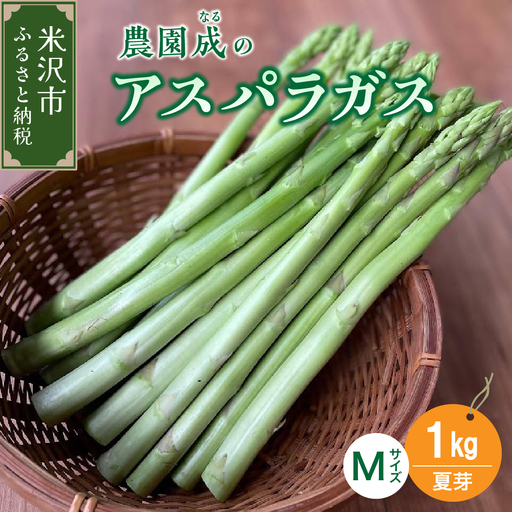 [ 先行予約 ][ 令和8年産 夏芽 ] アスパラガス M 1kg ( 細物 M以下 )〔 2026年 7月中旬頃 〜 発送予定 〕 アスパラ 野菜 農園成 産地直送 農家直送 2026年産