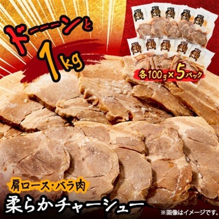 ドーーーンと1kg　柔らかチャーシュー　肩ロース・バラ肉(各100g×5パック)【配送不可地域：離島】【1485686】
