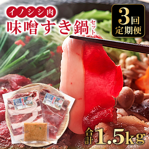 [定期便3回]イノシシ肉 味噌すき鍋セット 約500g