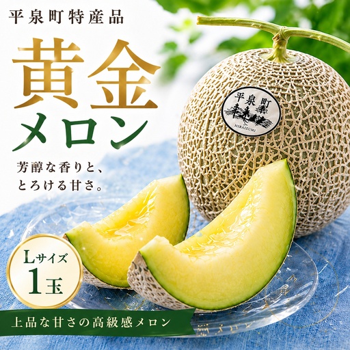平泉黄金メロン 1玉 約1.5kg[2026年8月下旬以降より発送][omk001-A]