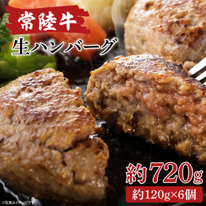【茨城県共通返礼品】常陸牛生ハンバーグ　120g×6【牛肉100％ 和牛 真空パック 小分け 冷凍保存 ギフト お取り寄せ 無添加 北茨城市 茨城県】(AA216)