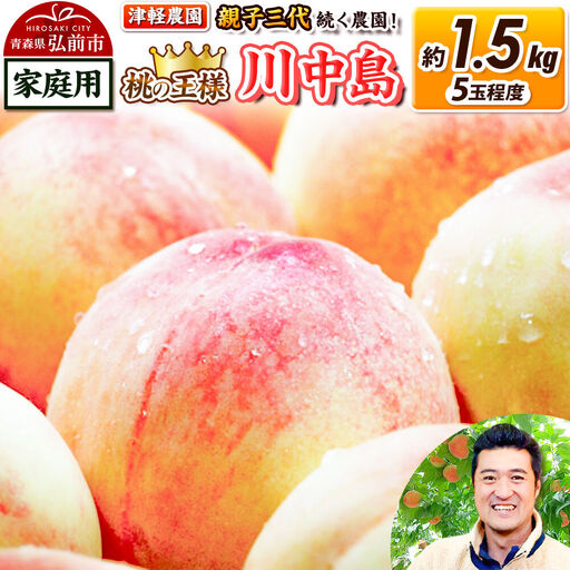 【26年8月発送】桃 約1.5kg(5玉程度) 青森【2026年産 桃の王様 川中島】もも 家庭用 果物 フルーツ くだもの 津軽農園 採れたて 農家直送