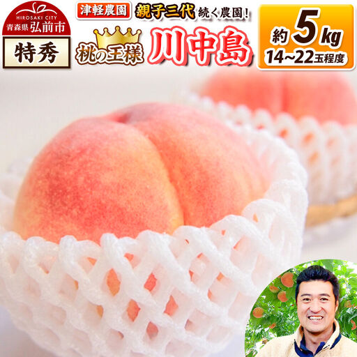 【26年8月発送】桃 約5kg(14～22玉程度) 青森【2026年産 桃の王様 川中島】もも 特秀 果物 フルーツ くだもの 津軽農園 採れたて 農家直送