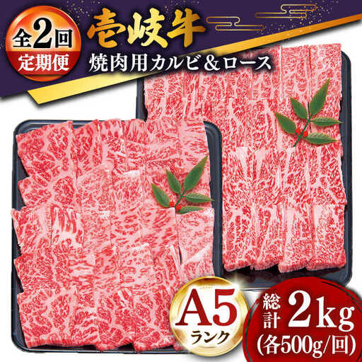 【全2回定期便】壱岐牛焼き肉セット2（ロース 500g・カルビ 500g） [JDD038]