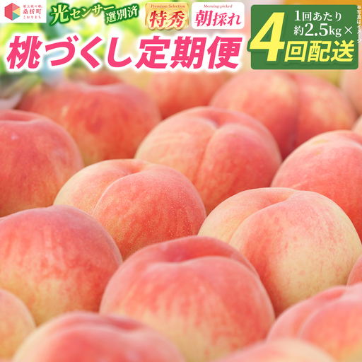 桃づくし定期便4品種【2027年先行予約・献上桃の郷桑折町産もも2.5kg×4回】 ／ もも モモ 果物 桃 定期便 フルーツ定期便 食べ比べ 4品種 大容量 3kg 旬フルーツ お取り寄せフルーツ 贅沢フルーツ 家庭用 贈答用 夏フルーツ 季節限定 新鮮フルーツ 産地直送 桑折 こおり こおりまち 福島県 特産品 献上桃の郷【07301-0221】