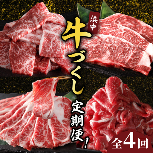 ＜全4回・連続＞浜中牛づくし定期便（焼肉・ステーキ・すき焼き・切り落とし）_H0019-123