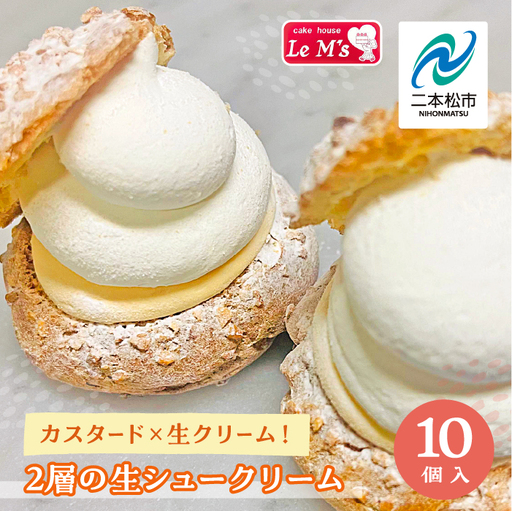 カスタード×生クリーム!2層の生シュークリーム10個入り[南屋菓子店 cake house Le Ms]