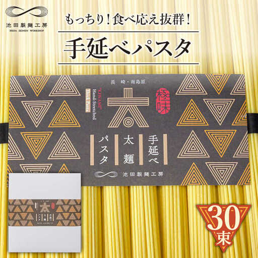 手延べ太麺パスタ 1.5kg (50g×30束) / パスタ ぱすた スパゲッティ 麺 乾麺 / 南島原市 / 池田製麺工房 [SDA069]
