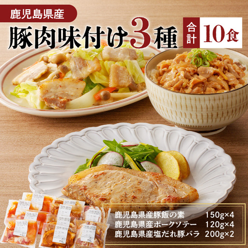 【ナンチクファクトリー】鹿児島県産豚肉味付け3種(10食) K073-010_01 肉 豚肉 惣菜 総菜 冷凍