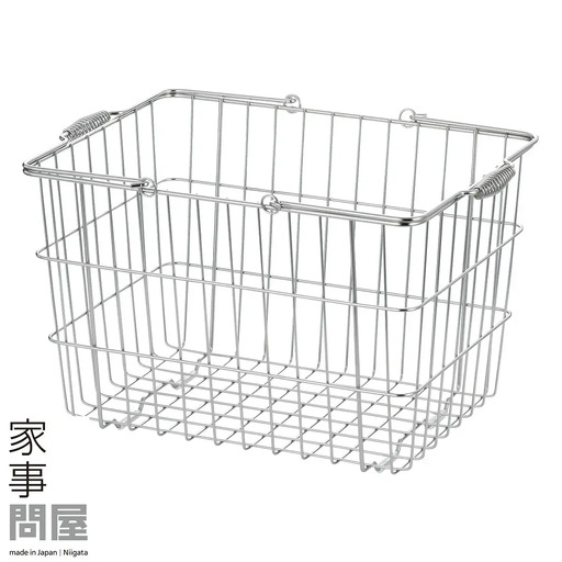 [家事問屋] 取って付きバスケット 大 ハンドル付 タオル収納 ステンレス製 キッチン用品 ランドリー用品 燕三条製 下村企販 新生活 【022S074】