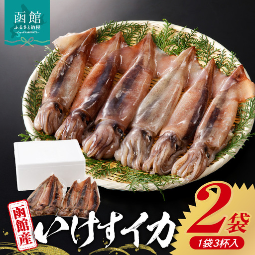 函館産いけすイカ スルメイカ 3杯 × 2袋 いか刺身 いかそうめん いか 鮮度抜群 海鮮 刺身 いか納豆 いか明太子 お取り寄せ お取り寄せグルメ 北海道 函館市 送料無料_HD109-006